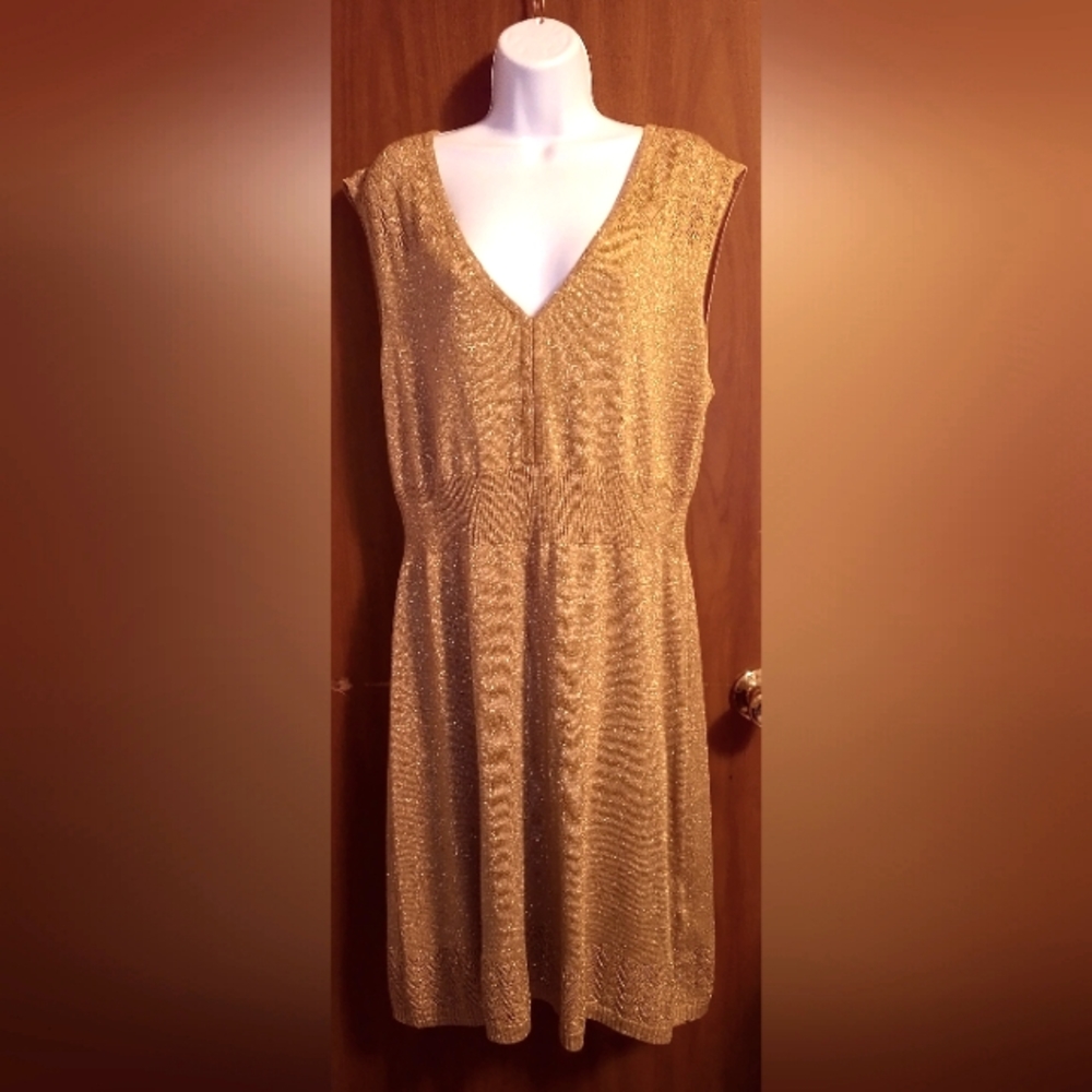 Apt. 9 gold metallic sleeveless dress. XL